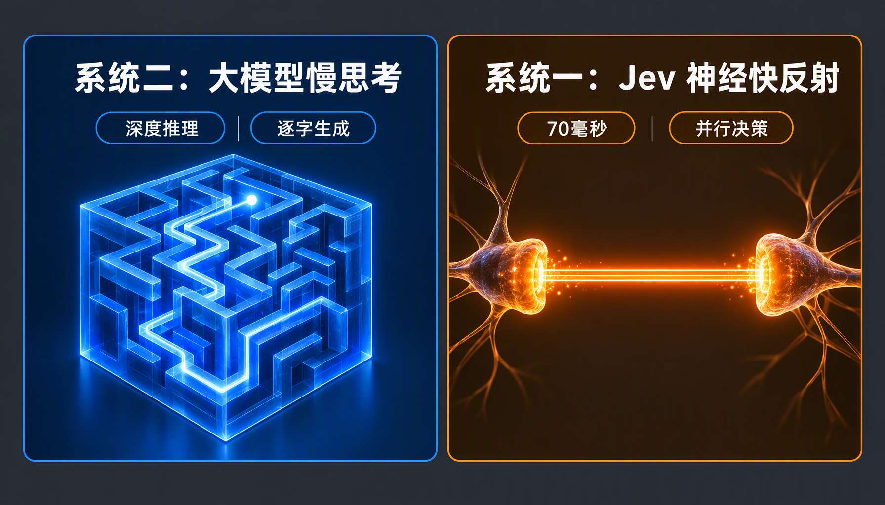 System 1 神经快反射与 System 2 慢思考大模型架构对比